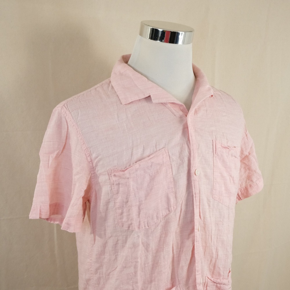Bonobos Medium Loop Collar Lounge Shirt Pink Short Sleeve Cotton Blend Mens
